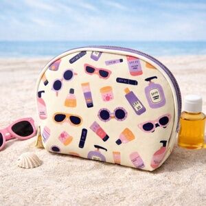 NWT OCS Designs Summer Beach Cosmetic Makeup Bag Toiletry Travel Sunglasses